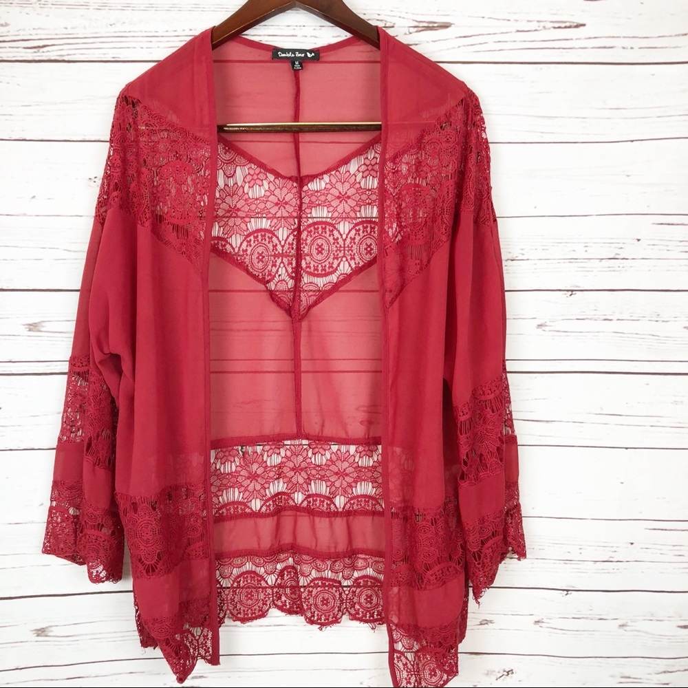 Double Zero Maroon lace Shaw size medium